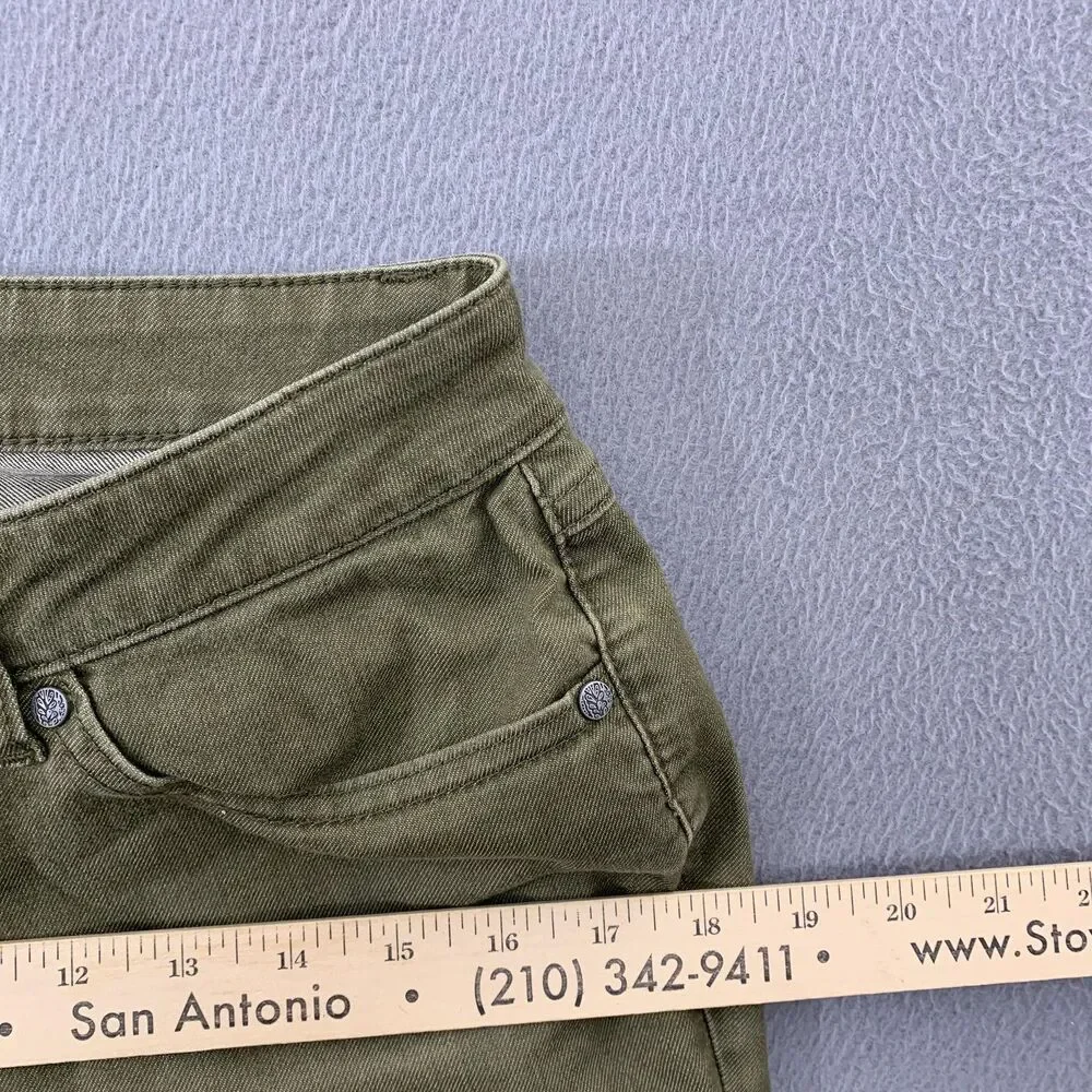 PrAna Jeans Womens 6/28 Green Medium Wash Slim Tapered Mid Rise Stretch Denim
